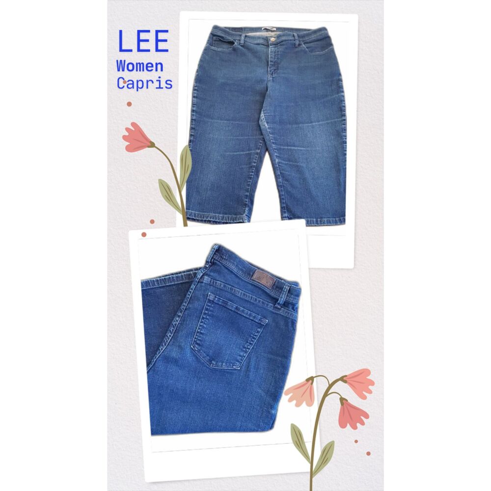 Lee Women Classic Fit Capris Dark Blue Wash Size 20W